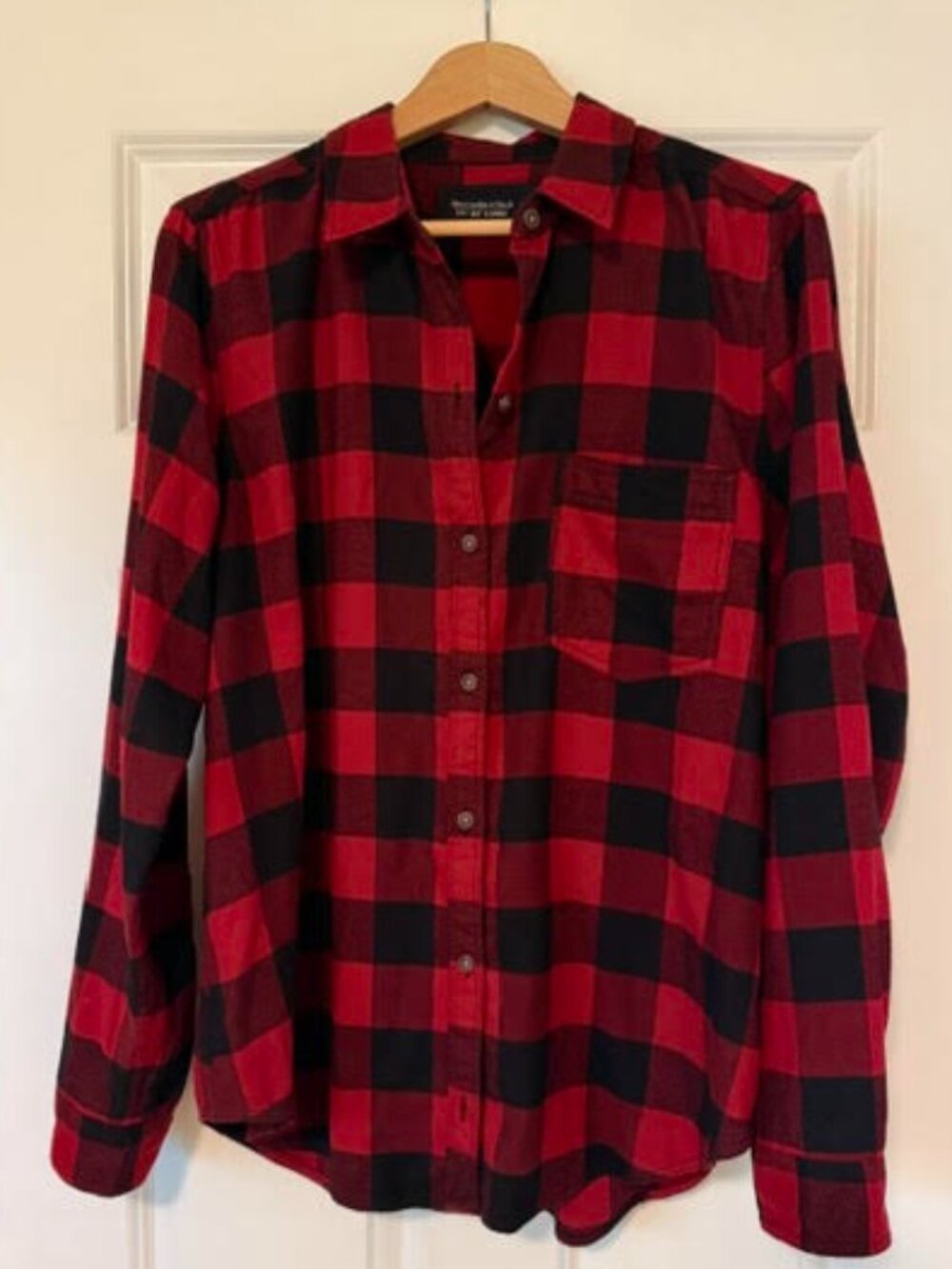 Abercrombie & Fitch Soft A&F Flannel Red Black Plaid Shirt XL
